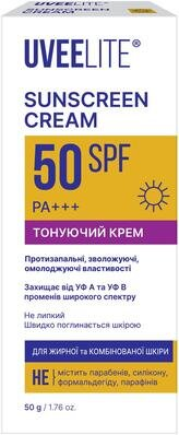 Крем сонцезахисний Uveelite УФ-лайт SPF50 тонуючий, жирна та комбінована шкіра, 50 г