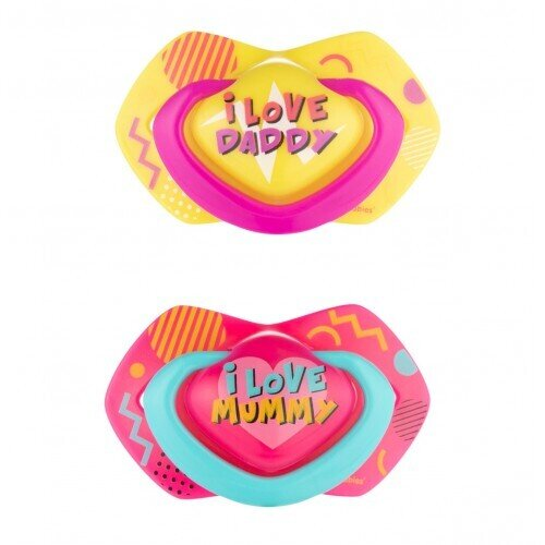 Пустушка силіконова Canpol Babies Neon Love симетрична 22/653_pin, 6-18 місяців, 2 шт