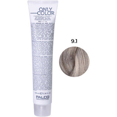 Крем-фарба для волосся Palco Professional Only Color безаміачна № 9.1 блонд натуральний попелястий, 100 мл