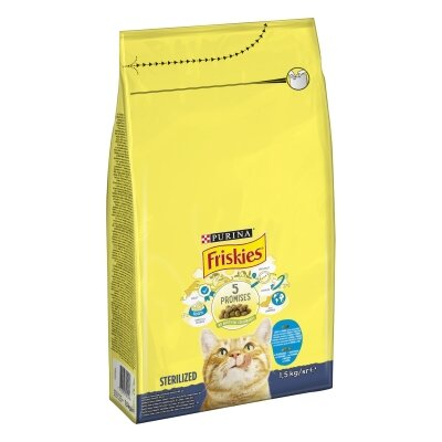 Корм сухий для стерилізованих кішок і котів Purina Friskies з лососем і овочами, 1,5 кг