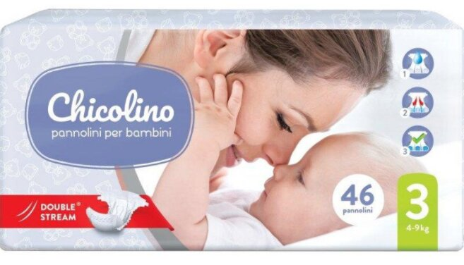 Підгузки Chicolino Classico дитячі розмір 3, 4-9 кг, 46 шт