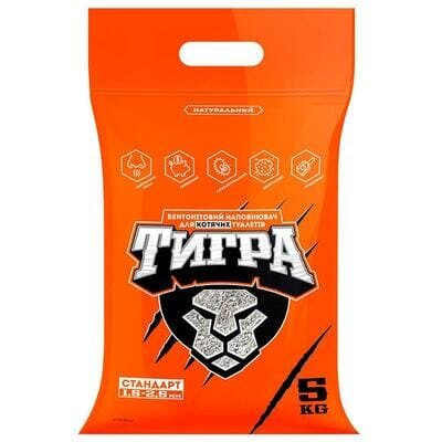 Наповнювач для туалету Collar Тигра бентонітовий натуральний середній, 5 кг