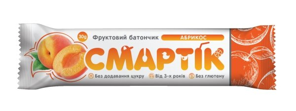 Батончик Смартік фруктовий Абрикос, 30 г