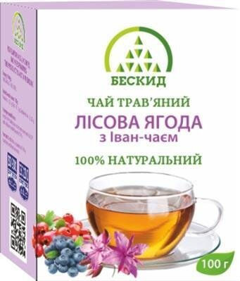 Чай трав'яний Бескид Лісова ягода з Іван-Чаєм, 100 г