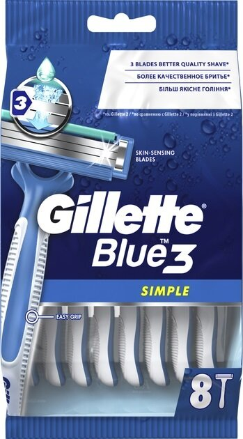 Бритви Gillette Blue 3 Simple одноразові чоловічі, 8 шт