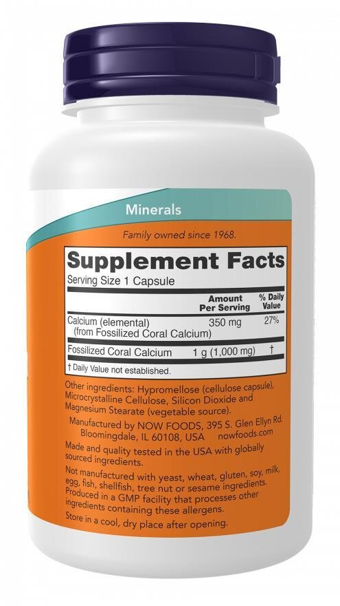 Кораловий Кальцій NOW Coral Calcium 1000 мг капсули №100