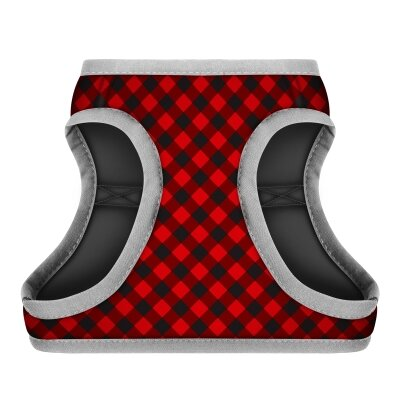 Шлея для собак Collar WAUDOG Clothes Шотландка червона м'яка з QR паспортом розмір XS3, обхват грудей 32-35 см, обхват шиї 22-24 см