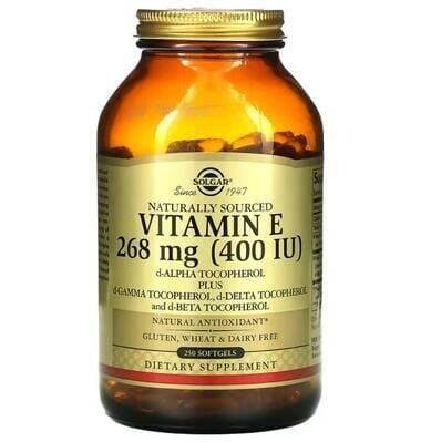 Вітамін Е Solgar Vitamin E 268 мг (400 МО) d-Alpha Tocopherol & Mixed Tocopherols м'які капсули №250