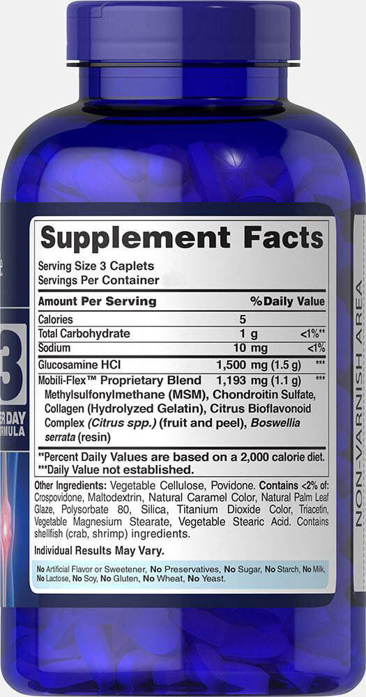 Глюкозамін хондроїтин та МСМ Puritan's Pride Double Strength Glucosamine Chondroitin MSM, 120 капсул