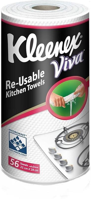 Серветки багаторазові Kleenex Viva універсальні у рулоні, 56 штук