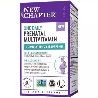 Мультівітаміни для вагітних New Chapter One Daily Prenatal Multivitamin, 30 вегетаріанських капсул
