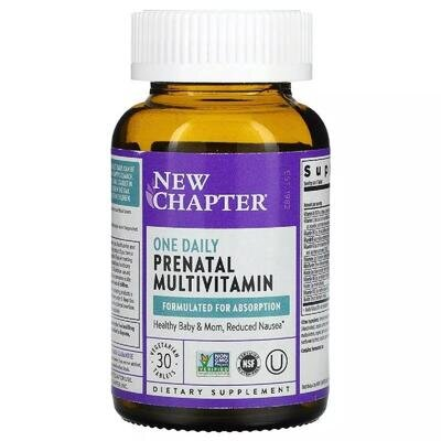 Мультівітаміни для вагітних New Chapter One Daily Prenatal Multivitamin, 30 вегетаріанських капсул