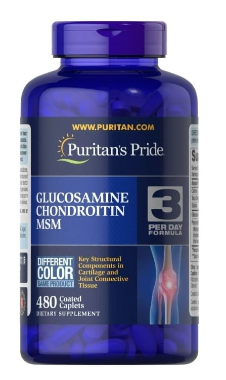 Глюкозамін хондроїтин та МСМ Puritan's Pride Glucosamine Chondroitin MSM Double Strength, 480 каплет