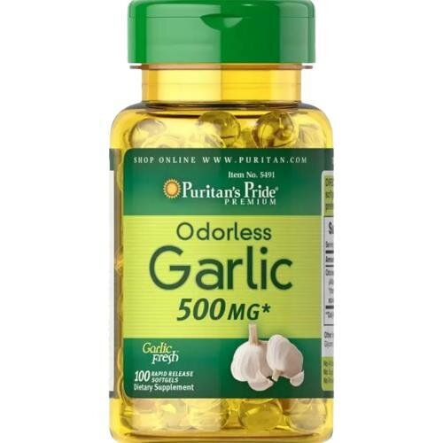Часник без запаху Puritan's Pride Garlic Odorless 500 мг, 100 гелевих капсул
