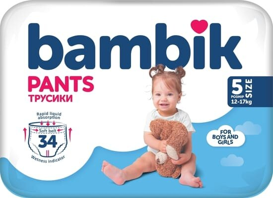 Підгузки-трусики Bambik розмір 5, 12-17 кг, 34 шт