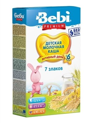 Каша молочна Bebi Premium 7 злаків, з 6 місяців, 200 г