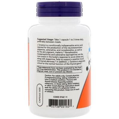 L-тирозин NOW L-Tyrosine 500 мг вег. капсули №120