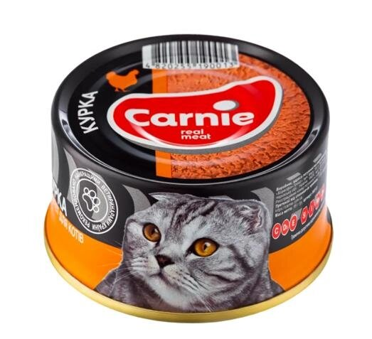 Корм вологий для дорослих кішок Carnie м'ясний паштет з куркою, 100 г