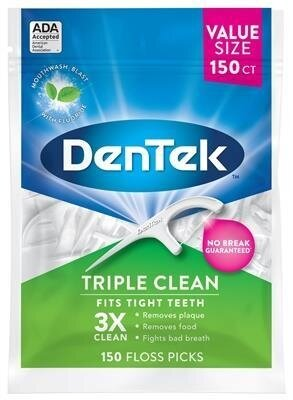 Флос-зубочистки DenTek Triple Clean Потрійне очищення, 150 штук