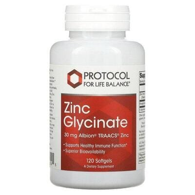 Цинку гліцинат Protocol for Life Balance Zinc Glycinate 30 мг, 120 гелевих капсул