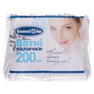Палички ватні «Білосніжка» п/е упаковка, 200 штук