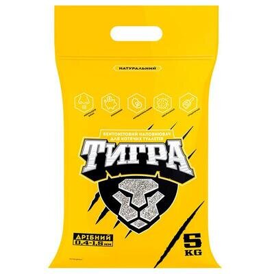 Наповнювач для туалету Collar Тигра бентонітовий натуральний дрібний, 5 кг