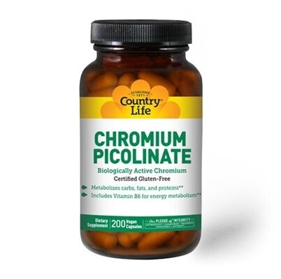 Хрому піколінат Country Life Chromium Picolinate, 200 капсул