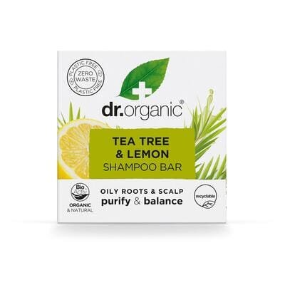 Твердий шампунь Dr. Organic для волосся з екстрактом чайного дерева та лимона, 75 г