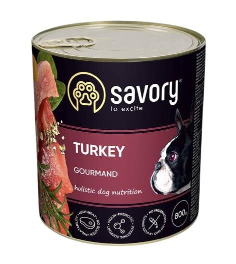 Корм вологий для дорослих собак Savory 30525 з індичкою, 800 г