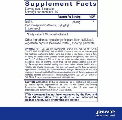 ДГЕА Pure Encapsulations DHEA 25 мг, 60 капсул