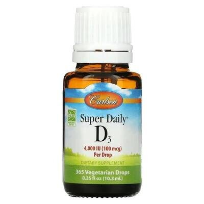 Вітамін Д3 Carlson Lab Vitamin D3 4000 МО (100 мкг), 10,3 мл