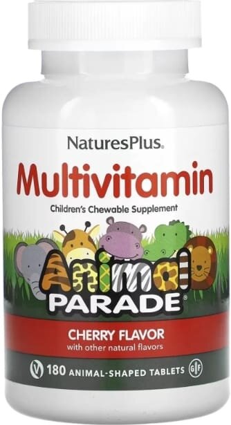 Мультивітаміни Nature's Plus Animal Parade Children's Multi-Vitamin, смак вишні, 180 таблеток