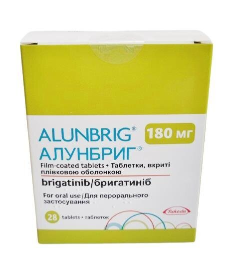 Алунбриг таблетки, в/плів. обол. по 180 мг №28 (7х4)