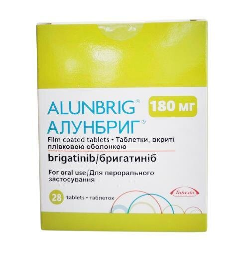 Алунбриг таблетки, в/плів. обол. по 180 мг №28 (7х4)
