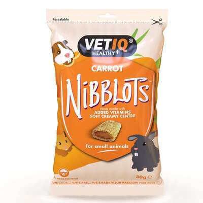 Ласощі для гризунів VetIQ Nibblots з морквою для здоров'я шкіри та шерсті, 30 г