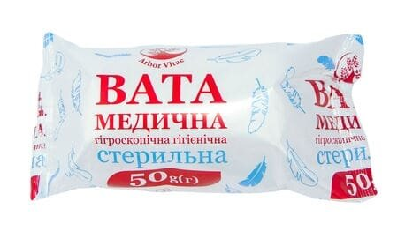 Вата стерильна Arbor Vitae медична гігієнічна, 50 г