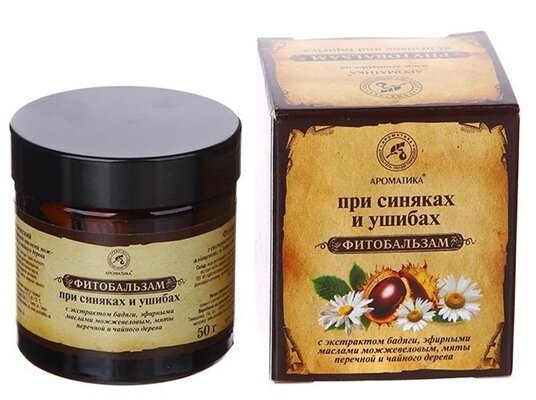 Фітобальзам Ароматика при синцях і забоях, з екстрактом бадяги, ефірними маслами ялівцевого і чайного дерева, 50 г