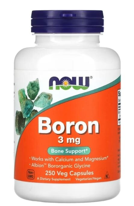 Бор NOW BORON 3 мг касули №250