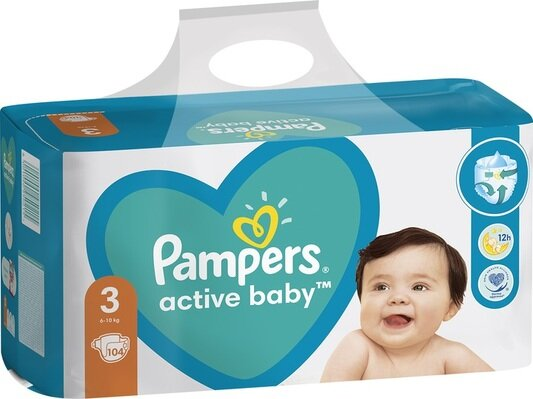 Підгузки дитячі Pampers Active Baby розмір 3, 6-10 кг, 104 шт
