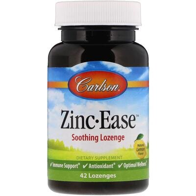 Цинк Carlson Labs Zinc заспокійливий смак лимона, 42 льодяника