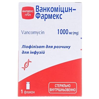 Ванкоміцин-Фармекс ліофілізат для р-ну д/інф. по 1000 мг №1 у флак.