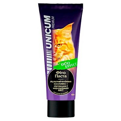 Фітопаста Unicum Premium Duo Effect UN-097 мультивітамінна, для підтримки та нормалізації ШКТ котів та кошенят, 100 г