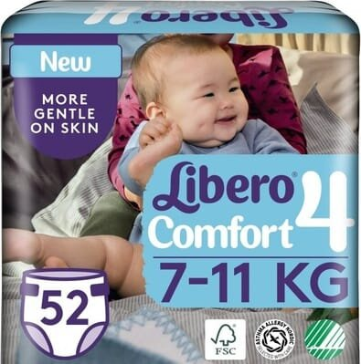Підгузки Libero Comfort розмір 4, 7-11 кг, 52 шт