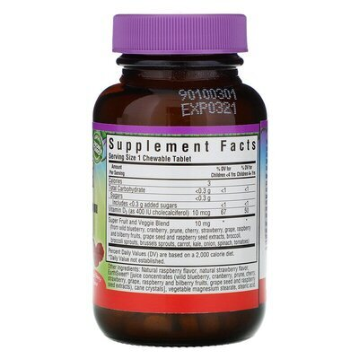 Вітамін D3 400IU Bluebonnet Nutrition Rainforest Animalz з ягідним смаком, 90 жувальних таблеток
