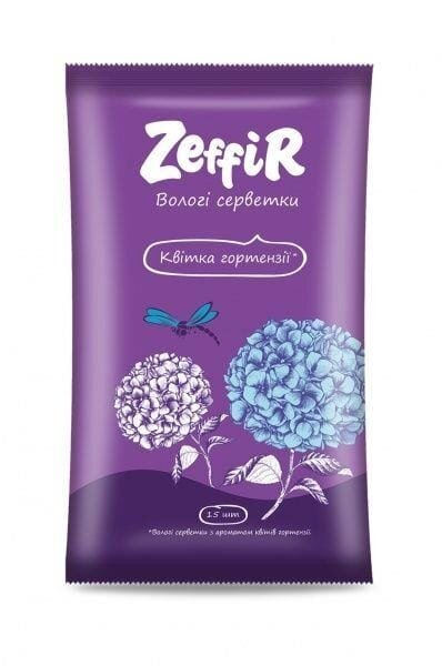 Серветки вологі Zeffir Квітковий настрій, 15 шт