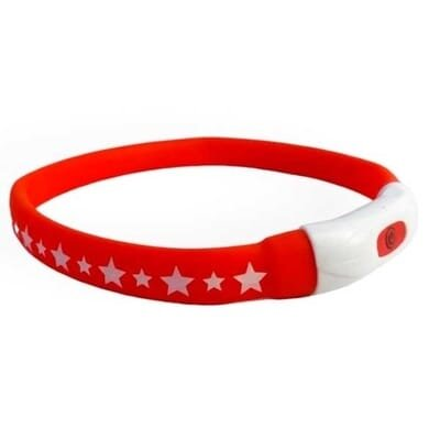 Нашийник для собак AnimAll USB LED Flashing Collar що світиться для собак з USB підзарядкою та водовідштовхуючим покриттям, 55 см, червоний