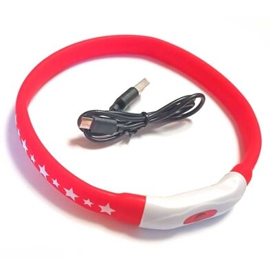 Нашийник для собак AnimAll USB LED Flashing Collar що світиться для собак з USB підзарядкою та водовідштовхуючим покриттям, 55 см, червоний