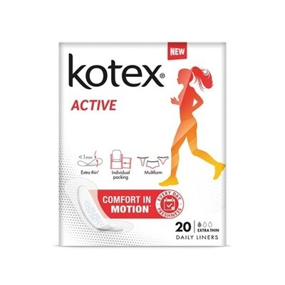 Щоденні гігієнічні прокладки Kotex Active екстратонкі, 20 шт