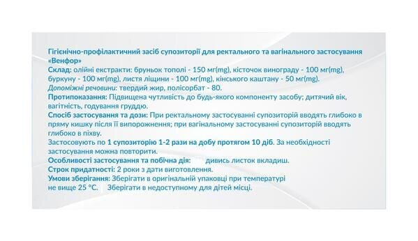 Венфор супозиторії №10
