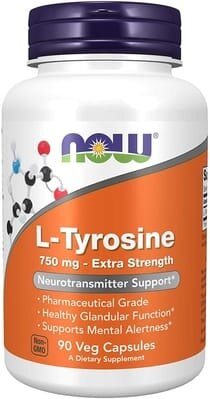 L-тирозин NOW L-Tyrosine 750 мг Extra Strength вег. капсули №90